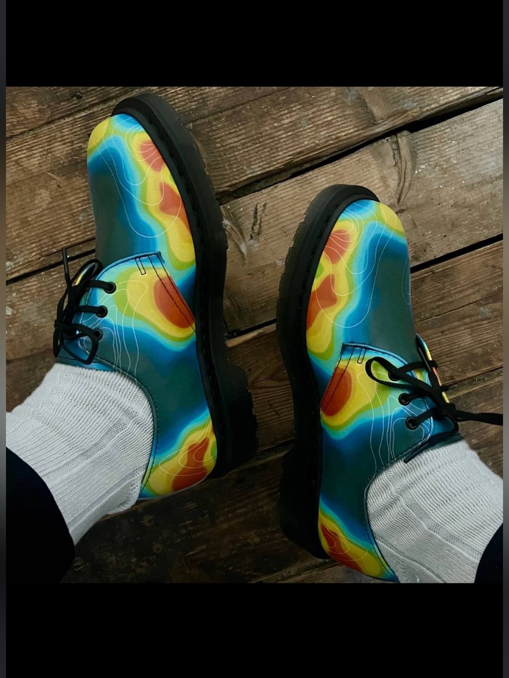 DR. MARTENS 1461 Genix Nappa Leather Oxford Shoes in Thermal Map Print, Size 8